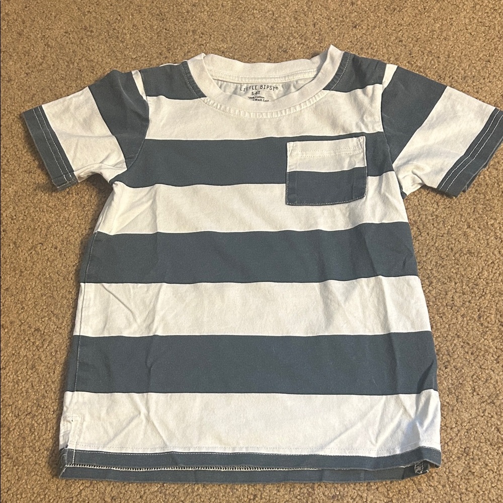 Little Bipsy Blue & White Striped Pocket Tee